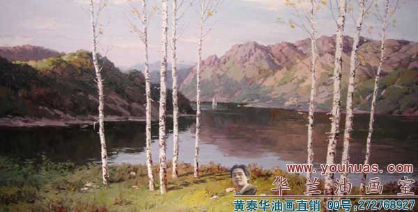 白桦林a?白桦?wi)林风景油画作? width=